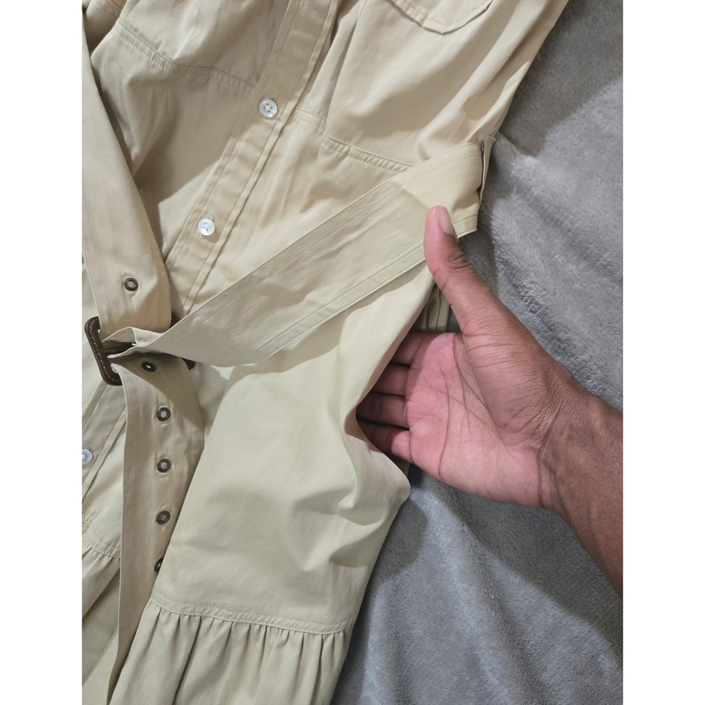 Polo Ralph Lauren Tiered Dress Women 10 Belted Safari Capsule Neutral Granola - Picture 4 of 8